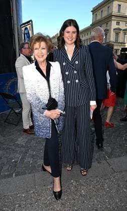 Carolin Reiber with granddaughter Magdalena Klassik at Odeonsplatz with the support of Mercedes Benz in Munich on July 13, 2025