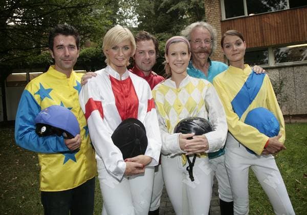 Franklin, Lena Gercke, Nils Julius, Wolke Hegenbarth, Jean Puetz and Christiane Klimt at a charity horse race to benefit the Kinderschutzbund, Cologne, Germany WENN 859799.jpg