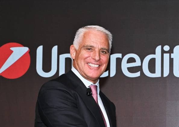 Milan: Milan, Italy UniCredit and Ferrari a new partnership during the presentation conference with the respective CEOs at UniCredit headquarters in Milan In the photo::Andrea Orcel CEO UniCredit Group Milan  - ZUMAp169 20250116_zea_p169_357 Copyright: xNickxZonnax
