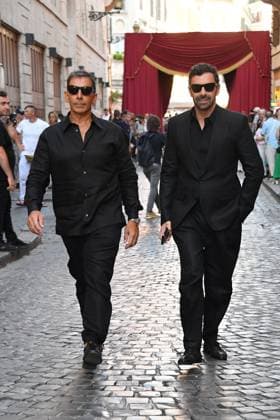 Rome, Italy: Rome, Castel Sant Angelo Dolce & Gabbana Fashion Show Event Parterre, In the photo: Alberto Matano Riccardo Mannino Rome Italy  - ZUMAp169 20250715_zea_p169_235 Copyright: xVincenzoxLandix