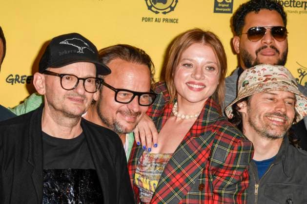 abb Milan Peschel, Oliver Rihs, Jella Haase, Yasin Harrouk and Tobias Jundt Actors as guests at the premiere of the film SchwarzeSchafe at the cinema in the Kultur Brauerei on July 15, 2025 in Berlin Berlin Germany