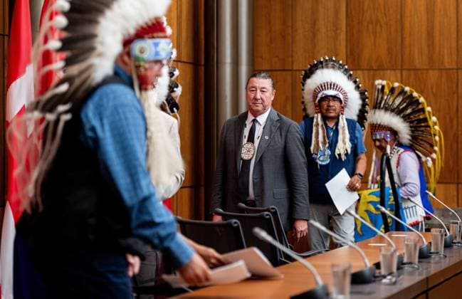July 17, 2025, Ottawa, On, Canada: Senator Paul öÄuPJöÄÃ¹ Prosper speaks during a press conference on the sidelines of the First Nations Summit in Ottawa, on Thursday, July 17, 2025. Ottawa Canada  - ZUMAc35_ 20250717_zaf_c35_049 Copyright: xSpencerxColbyx