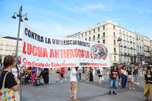 Demonstration in Madrid against xenophobia after the events in Torre Pacheco Several people during a demonstration against xenophobia, on July 19, 2025, in Madrid Spain Several anti-racist organizations have called the rally under the slogan Against racist terrorism, anti-racist community to show their rejection of the persecution of migrants that is taking place in the Murcian municipality of Torre Pacheco 19 JULY 2025 Jesús Hellí Madrid Madrid Madrid Spain  Copyright: xJesusxHellinx 6865213