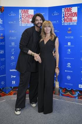Rome, Rome Fashion Show Haute Couture 2025. At the second edition of the prestigious Rome Fashion Show, fashion ambassadors and cadets paraded, with a special focus on sustainability, tradition, and innovation. Pictured: Loredana Cannata and designer Gabriele Fiorucci Bucciarelli  Copyright: xBarbaraxAmendolax xipa-agency.netx xBarbaraxAmendolax IPA_Agency_IPA60659669