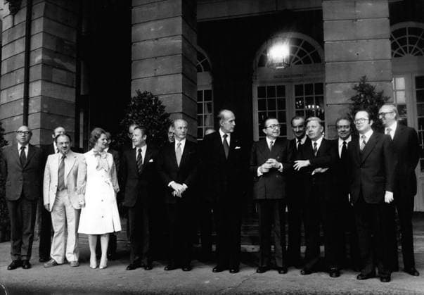 Kategorisiert werden 24. Juni 1979 – Von links nach rechts: Roy Jenkins, Präsident der Europäischen Kommission, Anker Joergensen aus Dänemark, Margaret Thatcher aus Großbritannien, Gaston Thorn aus Luxemburg, John Lynch aus Irland, Valery Giscard d Estaing aus Frankreich, Giulio Andreotti aus Italien, Helmut Schmidt aus Deutschland und Wilfried Martens aus Belgien. *** Categorized become 24 June 1979 – from left to right Roy Jenkins, President the European Commission, Anchor Joergensen from Denmark, Margaret Thatcher from Great Britain, Gaston Thorn from Luxembourg, John Lynch from Ireland, Valery Giscard D Estaing from France, Giulio Andreotti from Italy, Helmut Schmidt from Germany and Wilfried Martens from Belgium  Copyright: xUnitedxArchivesx xkpaxKeystonex 19790624_baf_k09_002 !ACHTUNG AUFNAHMEDATUM GESCHÄTZT!