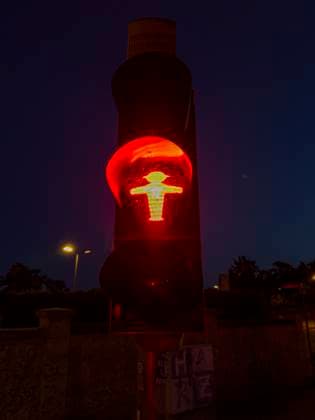 little traffic red light man, East German Ampelmannchen, Ampelmann, Quedlinburg in central Germany, Saxony-Anhalt, Germany, July 3, 2025. (CTKxPhoto LiborxSojka) CTKPhotoF202507160013301  CTKPhotoF202507160013301