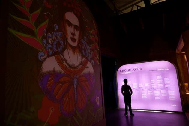 A person takes a tour during the Frida Kahlo: The life of an icon Immersive Biography exhibition at Espacio Alter. on July 22, 2025 in Mexico City, Mexico. Mexico City Mexico - ZUMAe321 20250722_zia_e321_003 Copyright: xLuisxBarronx