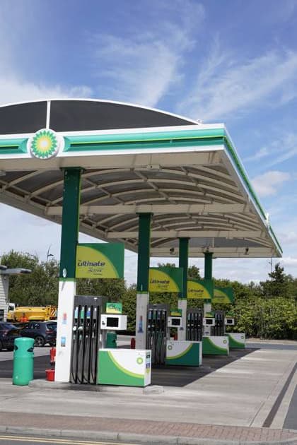 Corporate logo design sign billboard in Wakefield, United Kingdom BP petrol station diesel Spar Corporate logo signs in Wakefield, South Yorkshire, United Kingdom UK in July 2025 Editorial Use Only Copyright: xMarkxNewcombex
