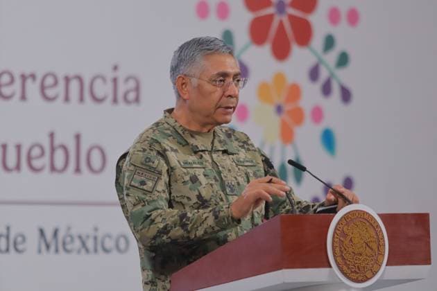 Mexico™s President Claudia Sheinbaum Holds Briefing Minister of the Mexico s Navy, Raymundo Morales Angeles speaks about the he Mexican port system consists of 103 ports and 15 terminals, of which 36 ports are under the responsibility of the Ministry of the Navy during a briefing at National Palace. on July 23, 2025 in Mexico City, Mexico. (Photo by Carlos Santiago Eyepix Group) Copyright: xCarlosxSantiago xEyepixxGroupx CS_23072025_162275