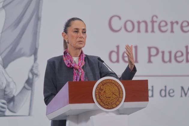 Mexico™s President Claudia Sheinbaum Holds Briefing Mexico™s President Claudia Sheinbaum Pardo speaks about the commemorative postage stamp marking the 700th anniversary of the founding of Mexico Tenochtitlan during a briefing at National Palace. on July 23, 2025 in Mexico City, Mexico. (Photo by Carlos Santiago Eyepix Group) Copyright: xCarlosxSantiago xEyepixxGroupx CS_23072025_162286