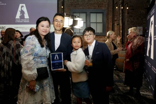 2025 Miles Franklin Literary Award,, The winner of the 2025 Miles Franklin Literary Award, Siang Lu for Ghost Cities, with his family,Thursday, July 24, 2025. (Image Jane Dempster) SYDNEY NSW AUSTRALIA  Copyright: xJANExDEMPSTERx 20250724169338969546