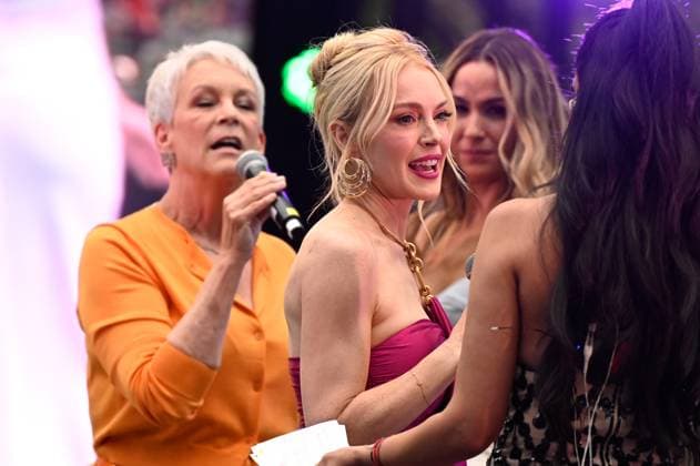 July 24, 2025, Mexico City, Ciudad de Mexico, Mexico: Lindsay Lohan and Jamie Lee Curtis are interview during the purple carpet for Freakier Friday movie at Cinepolis Toreo Parque Central. on July 24, 2025 in Mexico City, Mexico. Mexico City Mexico - ZUMAe321 20250724_zea_e321_078 Copyright: xCarlosxTischlerx