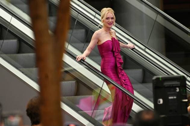 July 24, 2025, Mexico City, Ciudad de Mexico, Mexico: Actress Lindsay Lohan arriving the purple carpet for Freakier Friday movie at Cinepolis Toreo Parque Central. on July 24, 2025 in Mexico City, Mexico. Mexico City Mexico - ZUMAe321 20250724_zea_e321_083 Copyright: xCarlosxTischlerx