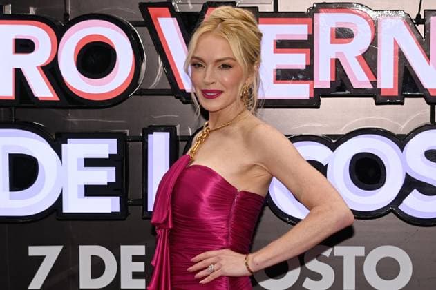 July 24, 2025, Mexico City, Ciudad de Mexico, Mexico: Actress Lindsay Lohan poses for photos during the purple carpet for Freakier Friday movie at Cinepolis Toreo Parque Central. on July 24, 2025 in Mexico City, Mexico. Mexico City Mexico - ZUMAe321 20250724_zea_e321_095 Copyright: xCarlosxTischlerx