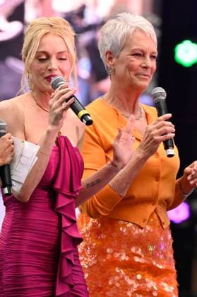 July 24, 2025, Mexico City, Ciudad de Mexico, Mexico: Lindsay Lohan and Jamie Lee Curtis are interview during the purple carpet for Freakier Friday movie at Cinepolis Toreo Parque Central. on July 24, 2025 in Mexico City, Mexico. Mexico City Mexico - ZUMAe321 20250724_zea_e321_136 Copyright: xCarlosxTischlerx