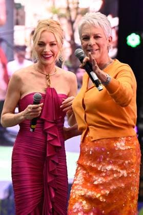 July 24, 2025, Mexico City, Ciudad de Mexico, Mexico: Lindsay Lohan and Jamie Lee Curtis are interview during the purple carpet for Freakier Friday movie at Cinepolis Toreo Parque Central. on July 24, 2025 in Mexico City, Mexico. Mexico City Mexico - ZUMAe321 20250724_zea_e321_148 Copyright: xCarlosxTischlerx
