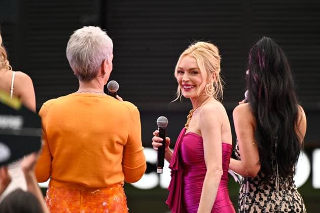 July 24, 2025, Mexico City, Ciudad de Mexico, Mexico: Lindsay Lohan and Jamie Lee Curtis are interview during the purple carpet for Freakier Friday movie at Cinepolis Toreo Parque Central. on July 24, 2025 in Mexico City, Mexico. Mexico City Mexico - ZUMAe321 20250724_zea_e321_044 Copyright: xCarlosxTischlerx