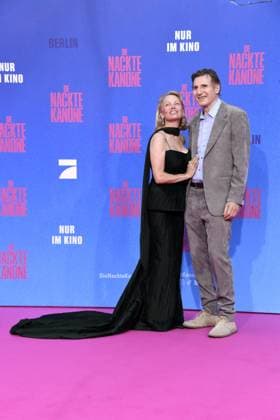Pamela Anderson, Liam Neeson at the German premiere of DIE NACKTE KANONE in Berlin on 24 07 2025