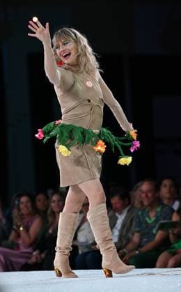 Aspiring designers show off their geek couture outfits as they walk down the runway at the 11th Annual Her Universe Fashion Show during Comic-Con at the Seaport Ballroom of the Manchester Grand Hyatt in San Diego, California on Thursday, July 24, 2025. The fan-favorite event showcases work from designers across the country competing for the opportunity to design an exclusive apparel collection with Her Universe.  SDI20250724148 CHRISxCHEW