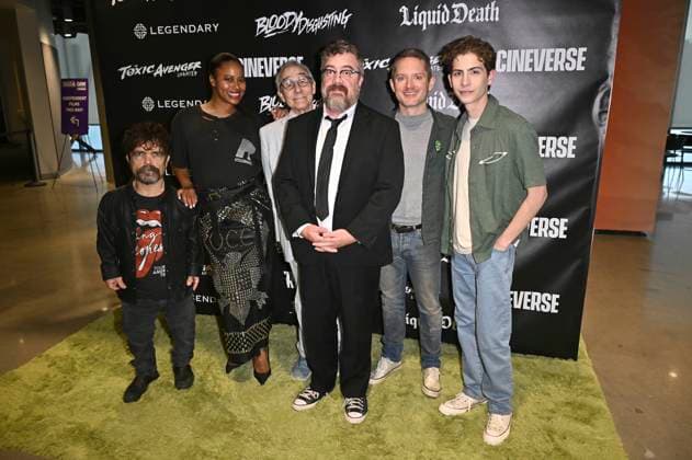 Peter Dinklage, Taylour Paige, Lloyd Kaufman, Macon Blair, Elijah Wood and Jacob Tremblay at the premiere of the movie The Toxic Avenger at San Diego Comic Con International 2025 at the Digital Gym Cinema San Diego, 24 07 2025 Foto:xD.xStarbuckx xFuturexImagex toxic_5731