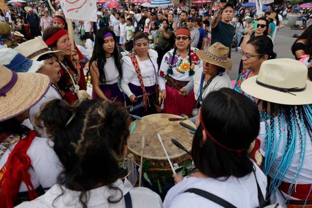 700 Years Of The Founding Of Tenochtitlan In Mexico Dancing women visit Mexico City s Zocalo on the eve of the festivities commemorating the 700th anniversary of the founding of Tenochtitlan, in recognition of the year of the last great civilizations of indigenous resistance that fall to the Spanish invasion and genocide, giving rise to the Aztec empire and maintaining its tradition to this day, on July 25, 2025. Mexico City Mexico  Copyright: xGerardoxVieyrax originalFilename: vieyra-notitle250725_npDRU.jpg