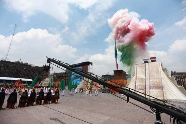 Mass performance for Mexico Tenochtitlan anniversary in Mexico City MEXICO CITY, MEXICO - JULY 26: Colored smoke is displayed during a mass performance marking the 700th anniversary of the foundation of Mexico -Tenochtitlan, at Zocalo main square, in Mexico City, Mexico on July 26, 2025. Hundreds of dancers and actors took part in a mass performance to mark the 700th anniversary of the foundation of Mexico -Tenochtitlan (The ancient capital city of the Mexica empire) Daniel Cardenas Anadolu Mexico City Mexico. Editorial use only. Please get in touch for any other usage.  Copyright: x2025xAnadoluxDanielxCardenasx