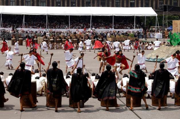 Actors performing during the ceremony for 700th Anniversary of the Tenochtitlan Foundation at main square Zocalo. on July 26, 2025, in Mexico City, Mexico. Mexico City Mexico - ZUMAe321 20250726_zia_e321_029 Copyright: xLuisxBarronx