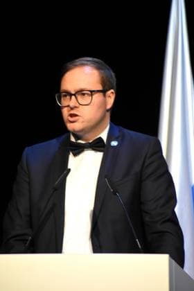 Philipp Seitz President of the Bavarian Youth Ring, Laudator Munich 26 07 2025 Auditorium of BMW Welt,Bavarias Minister of the Interior Joachim Herrmann awards the Bavarian Commitment Prize 2025 for extraordinary achievements by volunteers Munich