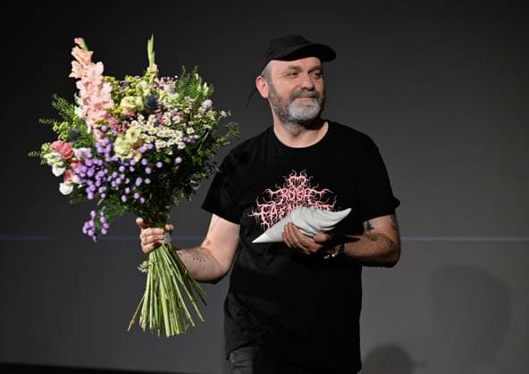 Lukas Moodysson, Swedish poet, novelist, film director and non-conformist, one of the most prominent personalities of the local culture in general, receives the ACFK Annual Award within the 51st Summer Film School in Uherske Hradiste, Czech Republic, July 27, 2025. (CTKxPhoto DaliborxGluck) CTKPhotoP2025072705401  CTKPhotoP2025072705401