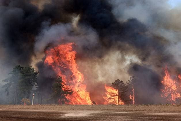 Firefighting efforts ongoing as forest fire grows again in Turkiye s Bursa BURSA, TURKIYE - JULY 28: Efforts continue to bring a forest fire under control in Orhaneli district of Bursa, Turkiye, as the blaze enters its third day on July 28, 2025. The wildfire, which initially appeared to be slowing, grew again due to strong winds. Firefighters and emergency teams remain on the ground, working to contain the flames and prevent further spread. Aerial and ground interventions are ongoing in the affected forested areas. Mustafa Bikec Anadolu Bursa Turkey. Editorial use only. Please get in touch for any other usage.  Copyright: x2025xAnadoluxMustafaxBikecx