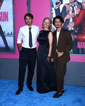 July 28, 2025, New York, Ny, United States: Brandon Thomas Lee, Pamela Anderson, and Dylan Jagger Lee attend the US Premiere of The Naked Gun at SVA Theater in New York. July 28, 2025. New York United States - ZUMAp281 20250728_zea_p281_016 Copyright: xPhotoxImagexPressx