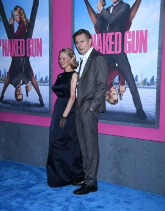 July 28, 2025, New York, Ny, United States: Pamela Anderson and Liam Neeson attend the US Premiere of The Naked Gun at SVA Theater in New York. July 28, 2025. New York United States - ZUMAp281 20250728_zea_p281_017 Copyright: xPhotoxImagexPressx