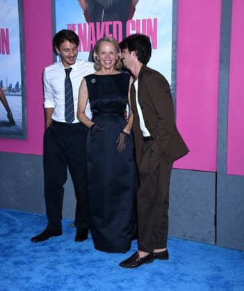July 28, 2025, New York, Ny, United States: Brandon Thomas Lee, Pamela Anderson, and Dylan Jagger Lee attend the US Premiere of The Naked Gun at SVA Theater in New York. July 28, 2025. New York United States - ZUMAp281 20250728_zea_p281_019 Copyright: xPhotoxImagexPressx