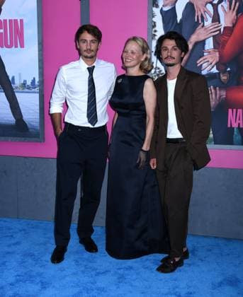July 28, 2025, New York, Ny, United States: Brandon Thomas Lee, Pamela Anderson, and Dylan Jagger Lee attend the US Premiere of The Naked Gun at SVA Theater in New York. July 28, 2025. New York United States - ZUMAp281 20250728_zea_p281_022 Copyright: xPhotoxImagexPressx