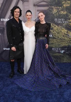 28 July 2025 . Los Angeles, California - Jamie Roy, Hermione Corfield, Harriet Slater At Outlander: Blood of my Blood Premiere Event held at DGA Theater Complex in Los Angeles. Los Angeles USA - ZUMAa123 20250728_zaa_a123_149 Copyright: xFSx