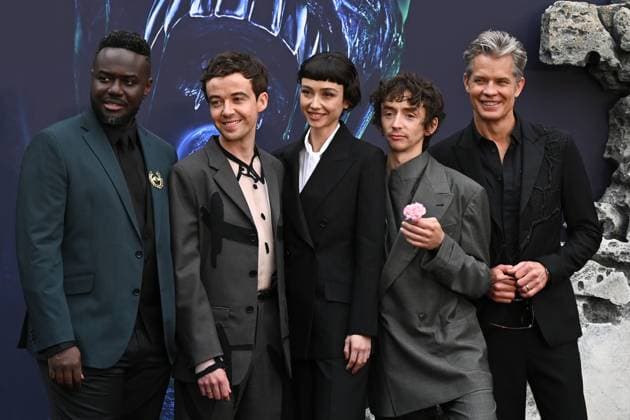 Babou Ceesay, Alex Lawther, Sydney Chandler, Samuel Blenkin and Timothy Olyphant attends Alien: Earth European Premiere at the Barbican Centre in London, England. UK. Tuesday 29th July 2025. Copyright: xJamesxWarrenx adycq051