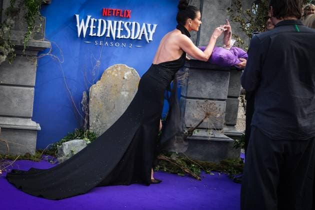 Wednesday Season 2, Part 1 Global Premiere on Wednesday 30 July 2025 Catherine Zeta-Jones and Thing seen at the Wednesday Season 2, Part 1 Global Premiere on Wednesday 30 July 2025 at The Methodist Central Hall, London. . Picture, Credit:Julie Edwards Avalon  Copyright: xJuliexEdwardsx xAvalonx 1026824183