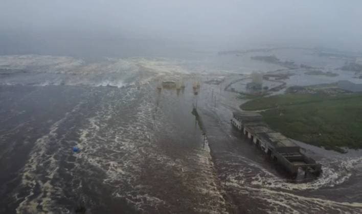 July 30, 2025, Severo-Kurilsk, Sakhalin Region, Russia: An aerial view of the city of Severo-Kurilsk flooded due to a tsunami triggered by the 8.8 magnitude earthquake that struck off Russia s Kamchatka Peninsula on July 30, 2025. Severo-Kurilsk Russia  - ZUMAt113 20250730_zaa_t113_014 Copyright: xGeophysicalxSurveyxOfxThexRussiax
