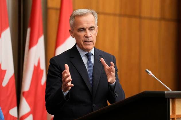 July 30, 2025, Ottawa, On, Canada: Prime Minister Mark Carney speaks with media during a news conference in Ottawa, Wednesday, July 30, 2025. Ottawa Canada  - ZUMAc35_ 20250730_zaf_c35_107 Copyright: xAdrianxWyldx