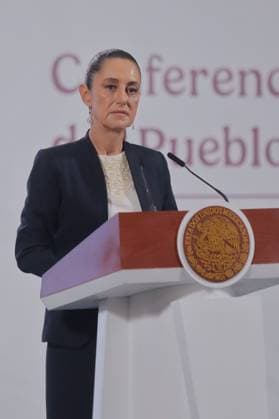 Mexico™s President Claudia Sheinbaum Holds Briefing Mexico s President Claudia Sheinbaum speaks during a news conference, where she talk about the meeting she held with the relatives of the disappeared from Ayotzinapa, at National Palace. on July 30, 2025 in Mexico City, Mexico. Mexico City CDMX Mexico Copyright: xCarlosxSantiagox