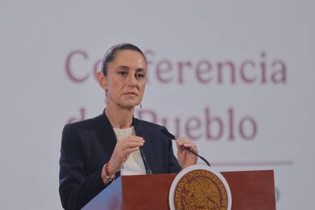 Mexico™s President Claudia Sheinbaum Holds Briefing Mexico s President Claudia Sheinbaum speaks during a news conference, where she talk about the meeting she held with the relatives of the disappeared from Ayotzinapa, at National Palace. on July 30, 2025 in Mexico City, Mexico. Mexico City CDMX Mexico Copyright: xCarlosxSantiagox