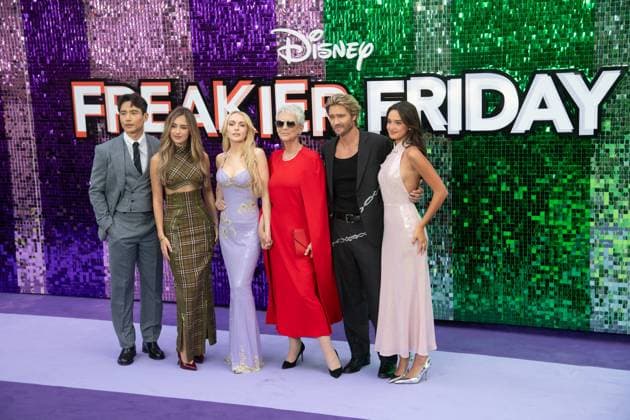 Freakier Friday UK Premiere Arrivals at Odeon Luxe, Leicester Square, London, UK (L-R) - Manny Jacinto, Julia Butters, Lindsay Lohan, Jamie Lee Curtis, Chad Michael Murray, Sophia Hammons attends The Freakier Friday UK Premiere at Odeon Luxe, Leicester Square, London, England, UK on Thursday 31 July, 2025., Credit:Justin Ng Avalon UK, England, London, Odeon Luxe, Leicester Square Copyright: xJustinxNgx xAvalonx 1027011039