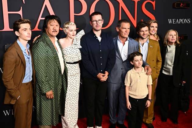 Austin Abrams, Benedict Wong, Julia Garner, Cary Christopher, Josh Brolin, Ehrenreich, June Diane Raphael and Amy Madigan at the world premiere of the movie Weapons at the United Theatre on Broadway Los Angeles, 31 07 2025 Foto:xD.xStarbuckx xFuturexImagex weapons_5804