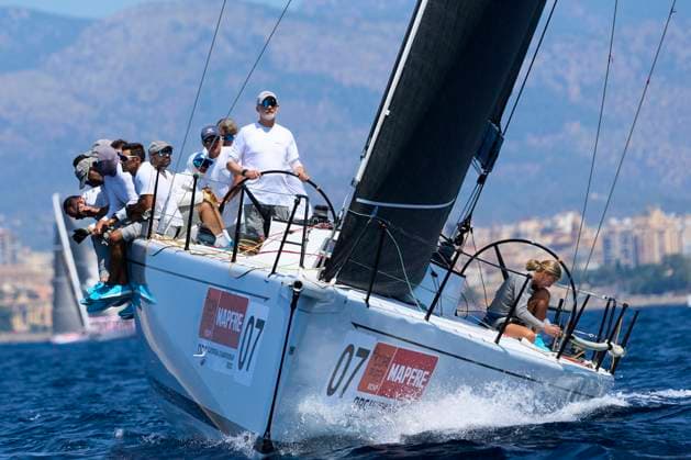 01-08-2025 King Felipe on board of the Aifos 500 yatch during the 43rd Copa del Rey Mapfre Sailing Cup - Day 4 at Royal Nautical Club in Palma. No Spain Â  Copyright: xPPEx