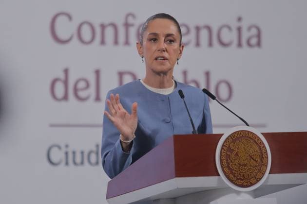 Mexico™s President Claudia Sheinbaum Holds Briefing Mexico s President Claudia Sheinbaum speaks during a news conference about the recent release order for Israel Vallarta, linked to an alleged kidnapping, after 20 years in prison without a sentence at National Palace. on August 1, 2025 in Mexico City, Mexico. (Photo by Carlos Santiago Eyepix Group) Copyright: xCarlosxSantiago xEyepixxGroupx CS_01082025_163671