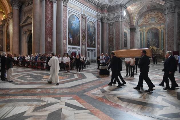 Rome, Church of Santa Maria Degli Angeli and the Martyrs Funeral of Marina Donato, In the photo: The coffin of Marina Donato  Copyright: xVincenzoxLandix xipa-agency.netx xVincenzoxLandix IPA_Agency_IPA61520869