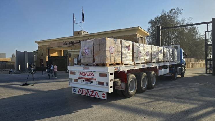 Aid trucks enter through the Rafah border crossing RAFAH, EGYPT - AUGUST 03: Limited number of aid trucks carrying essential supplies are allowed to pass through the Rafah Border Crossing into the Gaza Strip, as the humanitarian crisis in Gaza continues on August 03, 2025, in Rafah, Egypt. Ahmed Sayed Anadolu Rafah Egypt. Editorial use only. Please get in touch for any other usage.  Copyright: x2025xAnadoluxAhmedxSayedx
