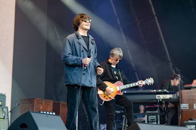 Heritage Live music festival in Essex, UK - 02 Aug 2025 Tim Burgess of The Charlatans seen performing live on stage during the Heritage Live music festival. Heritage Live music festival was held at The Audley End Estate in Essex. Bands playing were Ash, The Charlatans and The Manic Street Preachers, Opening and the day was a DJ set from Chris Moyles who then hosted the days event by introducing the bands to the stage. Essex United Kingdom Copyright: xBonniexBritainx xSOPAxImagesx ACB06933