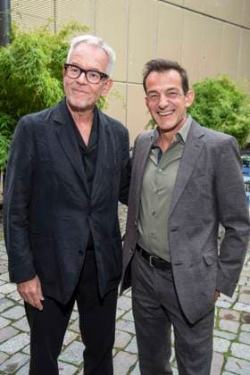 abb Oliver Reese Intendant Berliner Emsemble and Hans Werner Meyer Actor on the occasion of the German premiere of the play Vanja by the Komoedie am Kurfuerstendamm at the Neues Haus of the Berliner Ensemble on August 03, 2025 in Berlin Berlin Germany