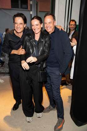 abb Oliver Mommsen, Nicola Ransom and Moritz Lindbergh as guests on the occasion of the German premiere of the play Vanja by the Komoedie am Kurfuerstendamm at the Neues Haus of the Berliner Ensemble on August 03, 2025 in Berlin Berlin Germany
